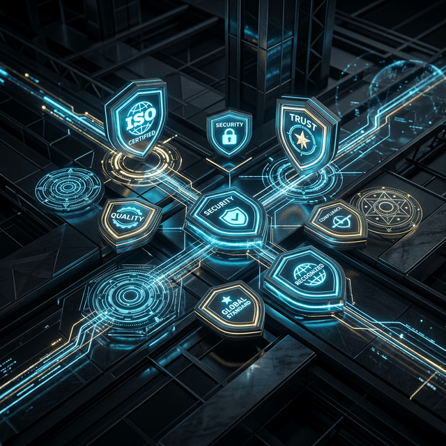 Documento oficial con sello de verificación que representa estándares de calidad